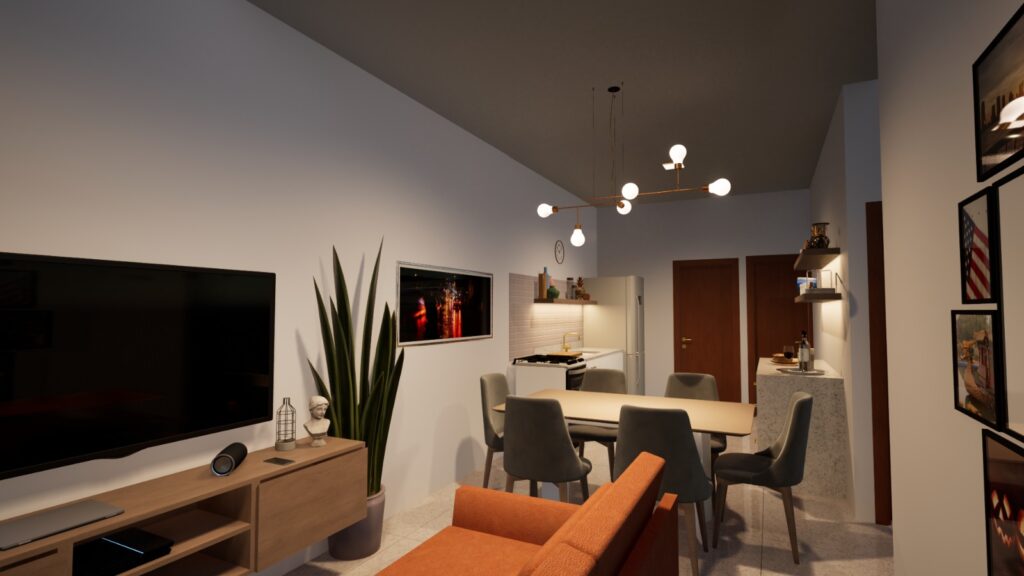 Interior Sala e Cozinha